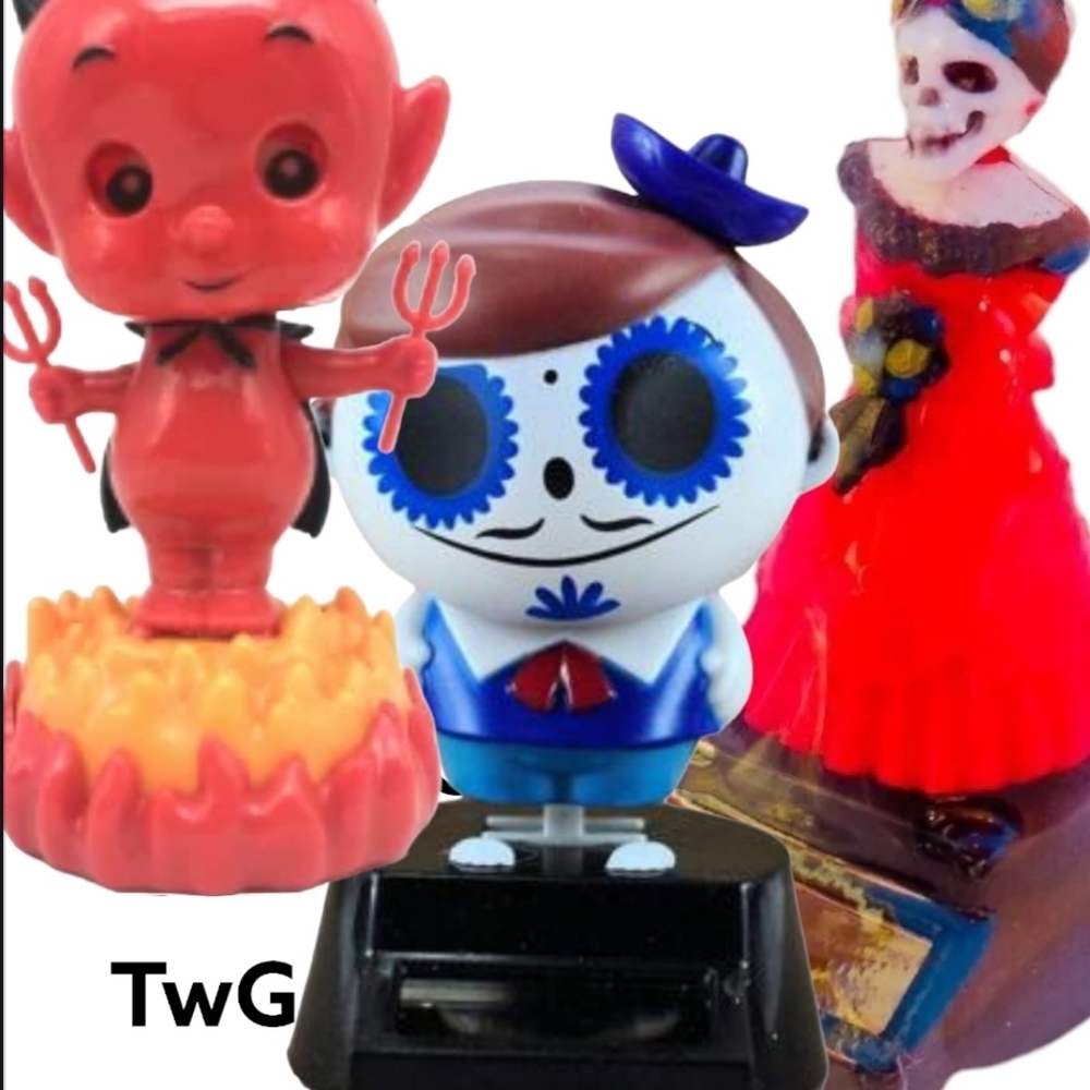 5-Solar Powered Dancing Devil, Bride, Dead Boy, Swinging Ghost, & Your choice - Picture 1 of 11